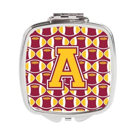 CAROLINES TREASURES Letter A Football Maroon and Gold Compact Mirror CJ1081-ASCM